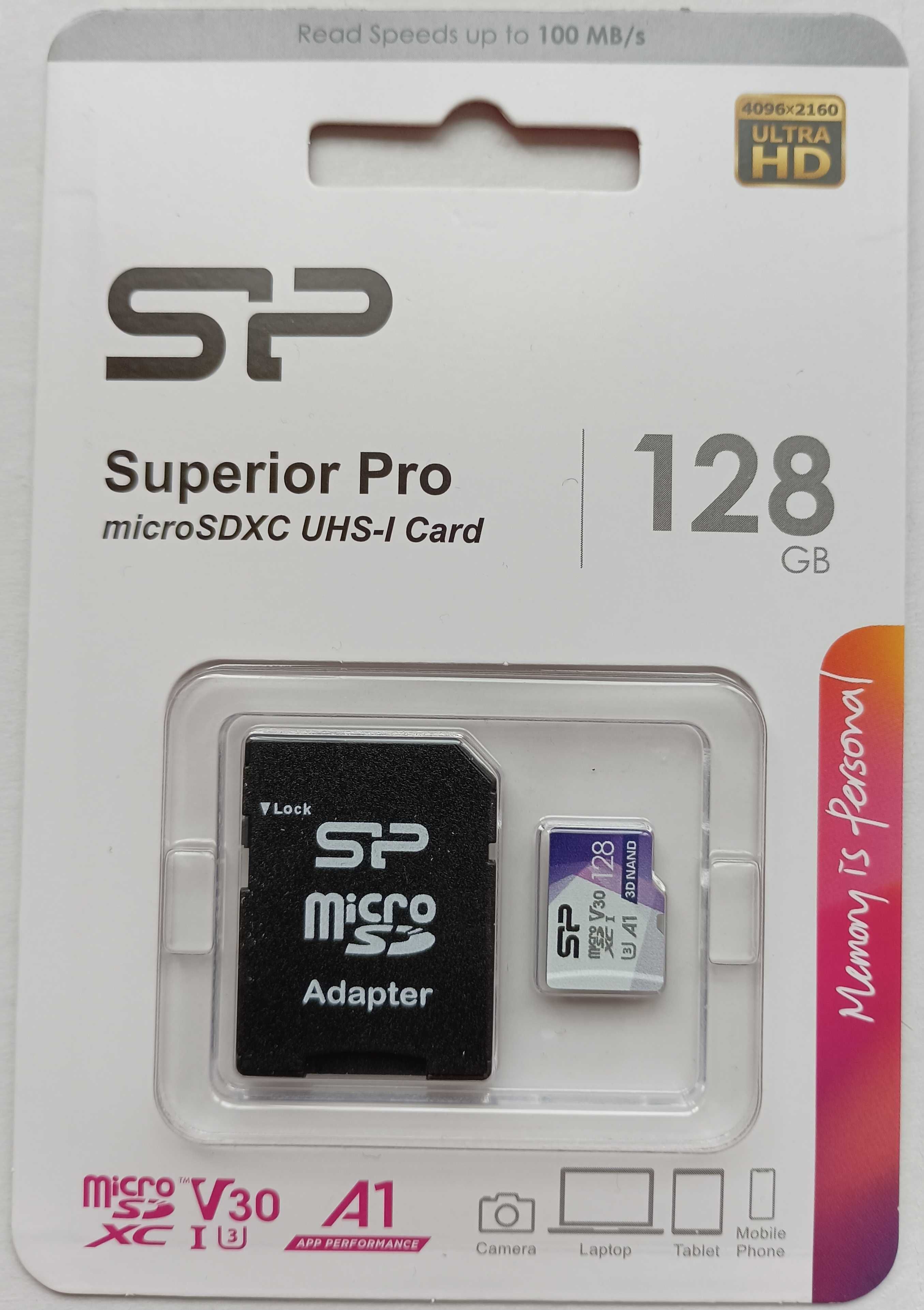 Карта памяти Silicon Power 128Gb microSDXC U3 A1 V30 Superior Pro