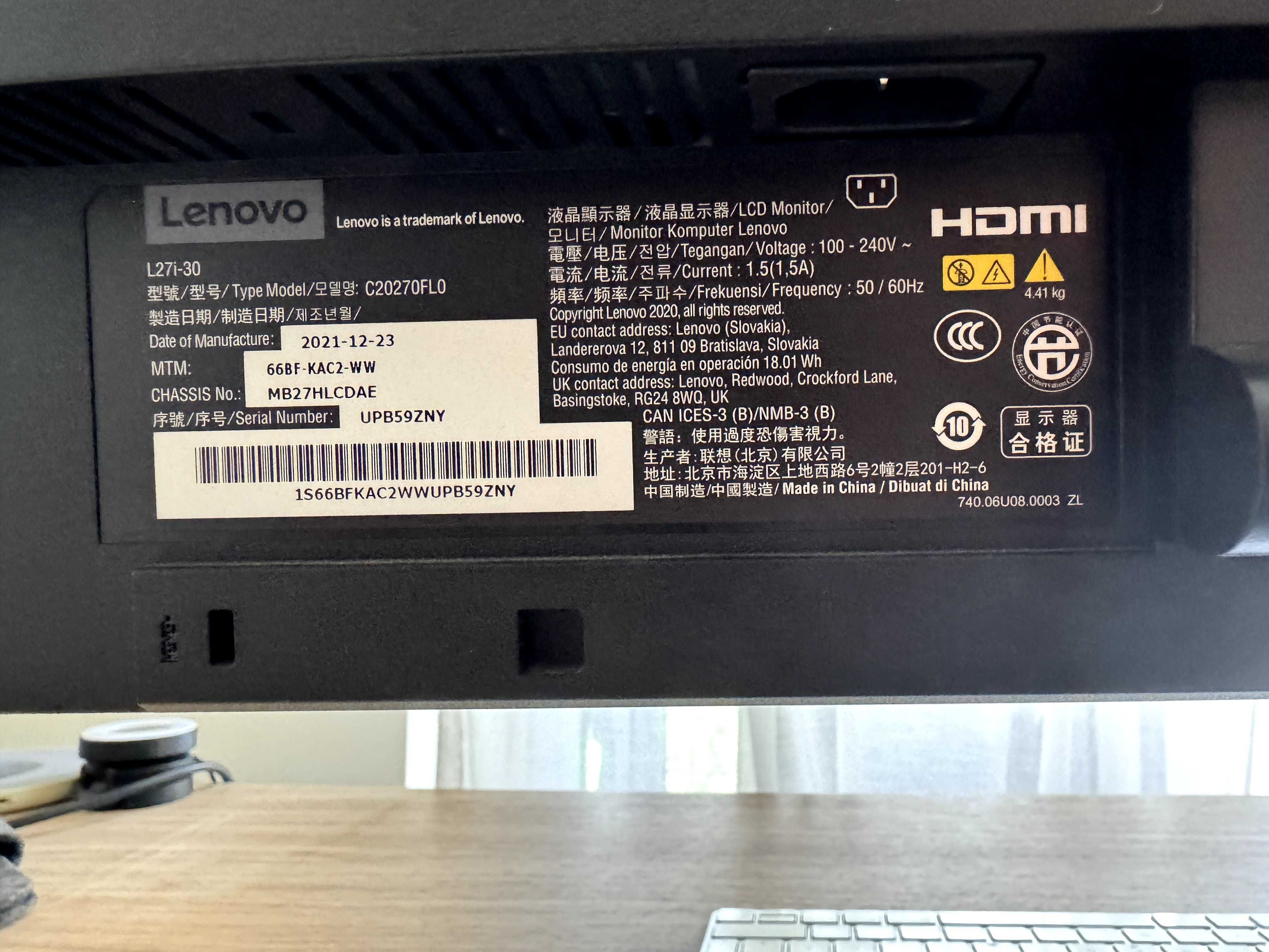 Lenovo L27i-30 27” Full HD Monitor – Great Condition!