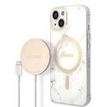 Zestaw Guess GUBPP14SHMEACSH Case+ Charger iPhone 14/6,1" biały/white