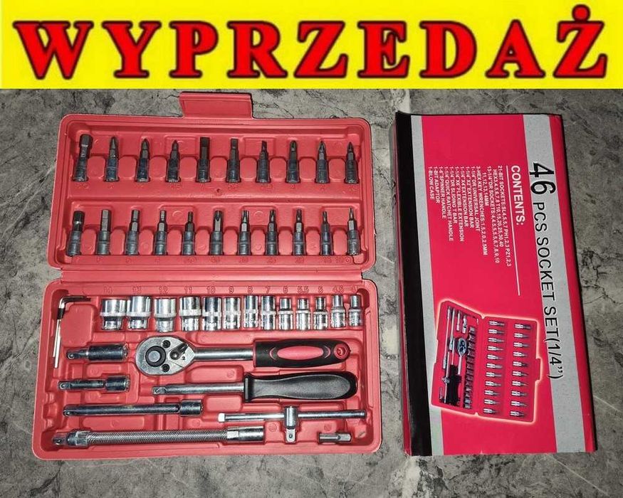 OKAZJA 46 sztuk zestaw KLUCZY Nasadowych Bity Grzechotka 1/4 TORX