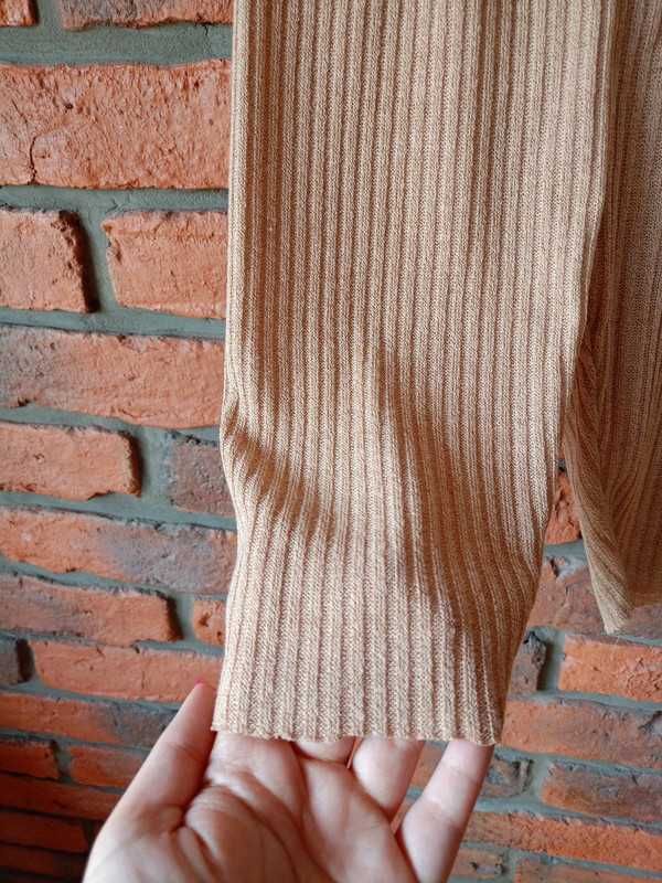Luźne spodnie dziewczęce w prążki beżowe boho