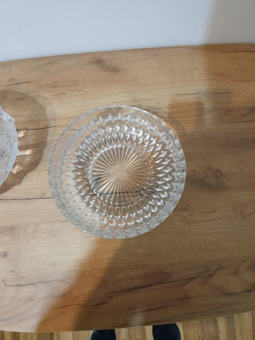Duża szklana  patera ala kryształ