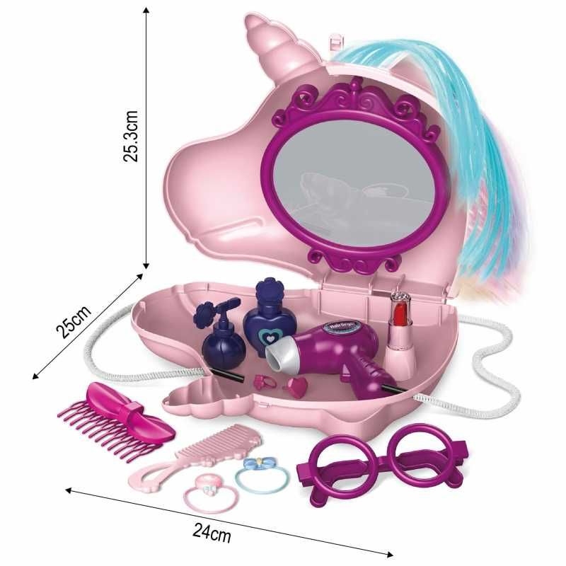Toaletka dla Dziewczynki 2w1 Salon Piękności w Torebce Jednorożec