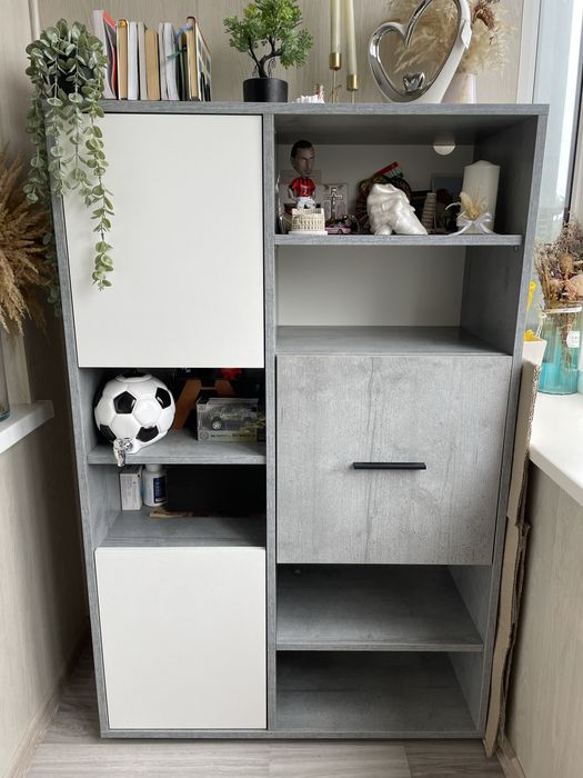 Стелаж BILLUND 3дв бетон/білий