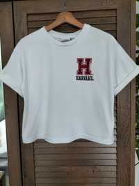 Oryginalny crop top tshirt koszulka biała Harvard xs