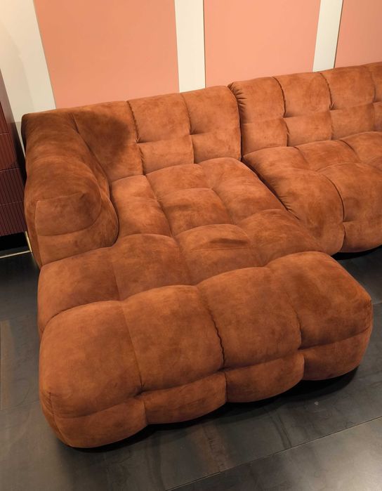 Sofa narożna MICHELE kolor rudy kasztan