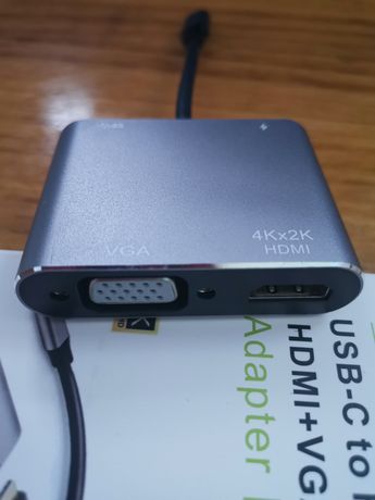 Adaptador USB-C para HDMI + VGA + Pd + USB