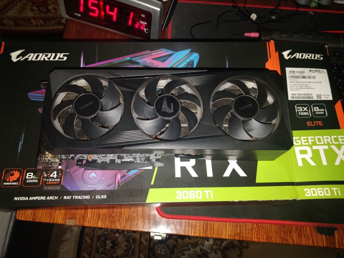 Видеокарта RTX 3060 Ti Aorus Elite 8 Gb