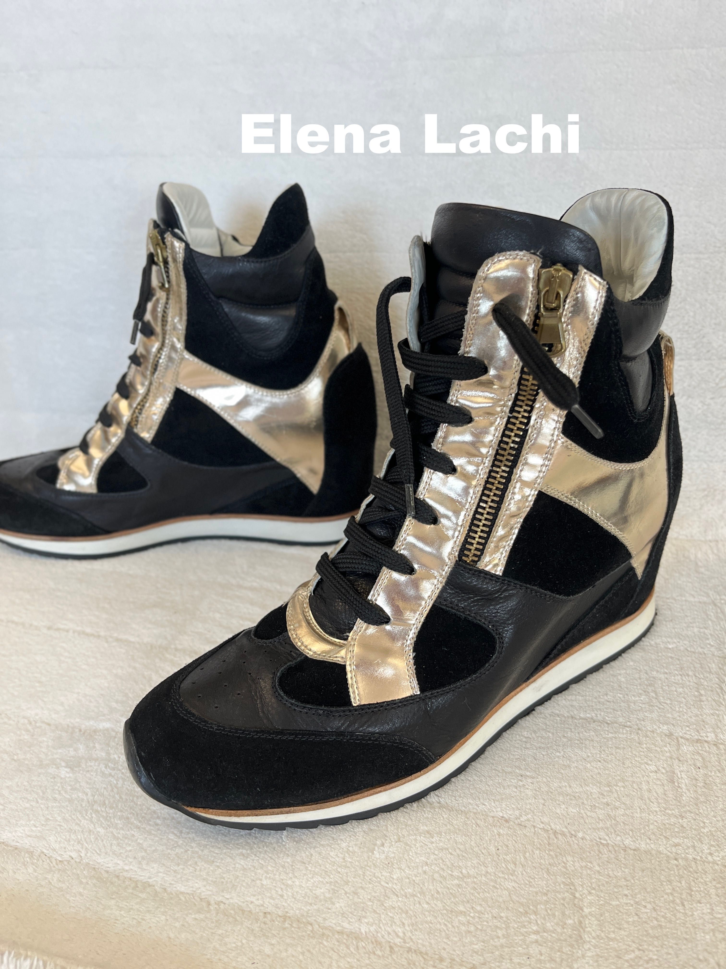 Elena Lachi skórzane sneakersy damskie ukryty koturn