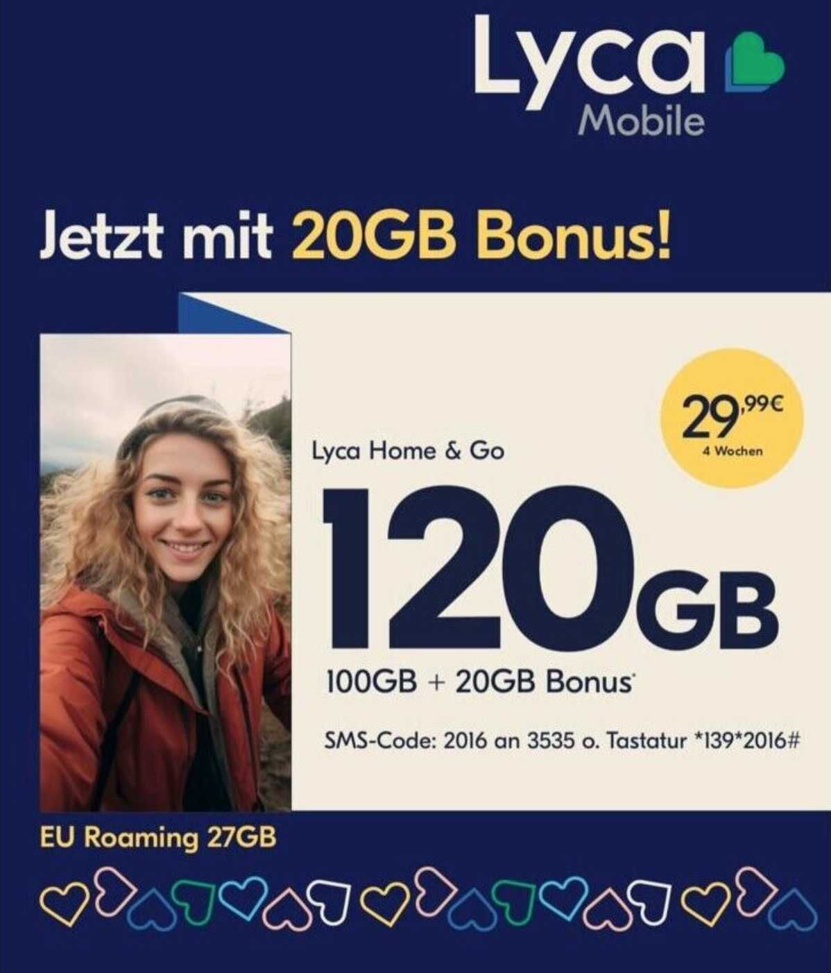 eSim LycaMobile DE +49 Starter Niemcy eSIM Card Prepaid 100 GB