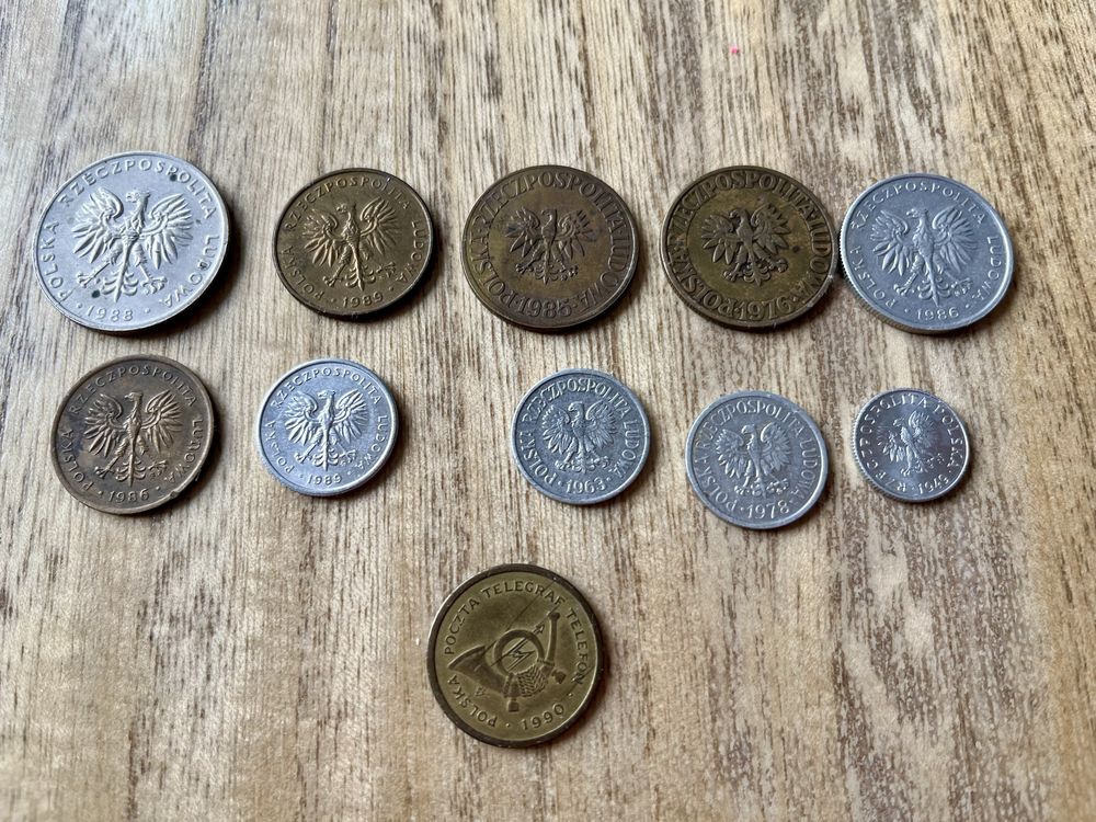 Stare polskie monety od 1949 PRL + żeton do telefonu