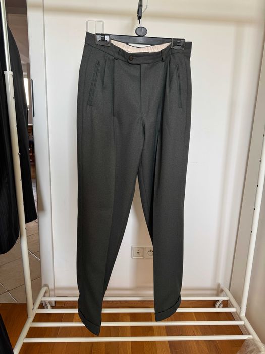 Eleganckie spodnie męskie z wysokim stanem - szare