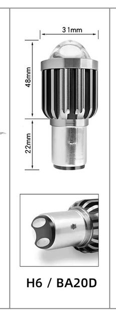 Led лампа діодна ba20d,H4
