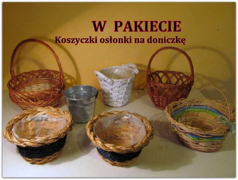 Osłonki koszyczki plecione ozdobne na doniczkę do dekoracji