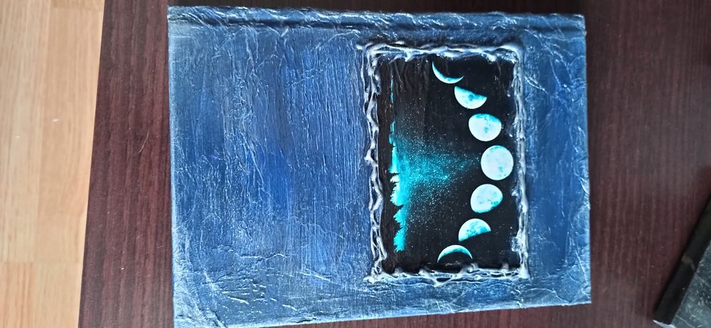 Zeszyt A5, białe kartki, fazy księżyca