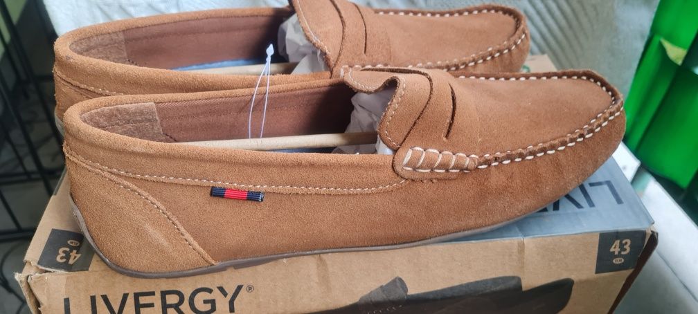 Mokasyny męskie brązowe r.43 nowe  Livergy