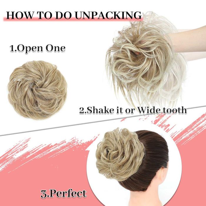 5x Treska do włosów kok doczepka do włosów naturalne blond 20cm 55g