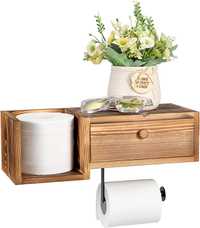 Uchwyt na papier toaletowy półka szuflada organizer drewniany z drewna