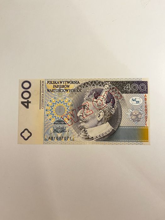 Banknot testowy 400 zł PWPW wzór