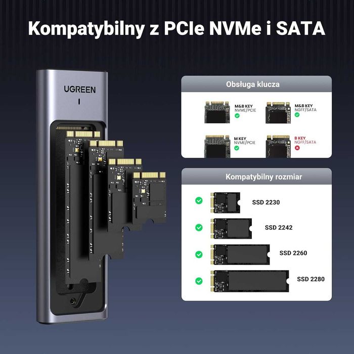 UGREEN M.2 NVMe SATA SSD Obudowa Aluminiowa