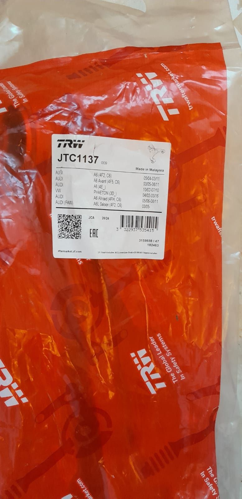Wahacz Audi A6 C6 Nowy TRW JTC1137 JTC 1137 Prawy Przód Góra