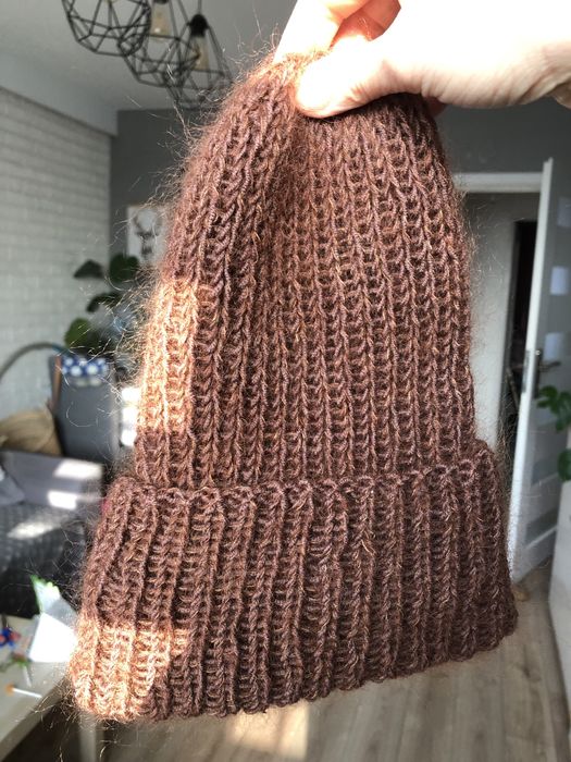 Czapka na drutach handmade alpaka i moher