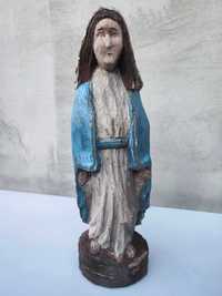 Stara figurka M.Boska drewniana,ludowa,wys.44 cm.