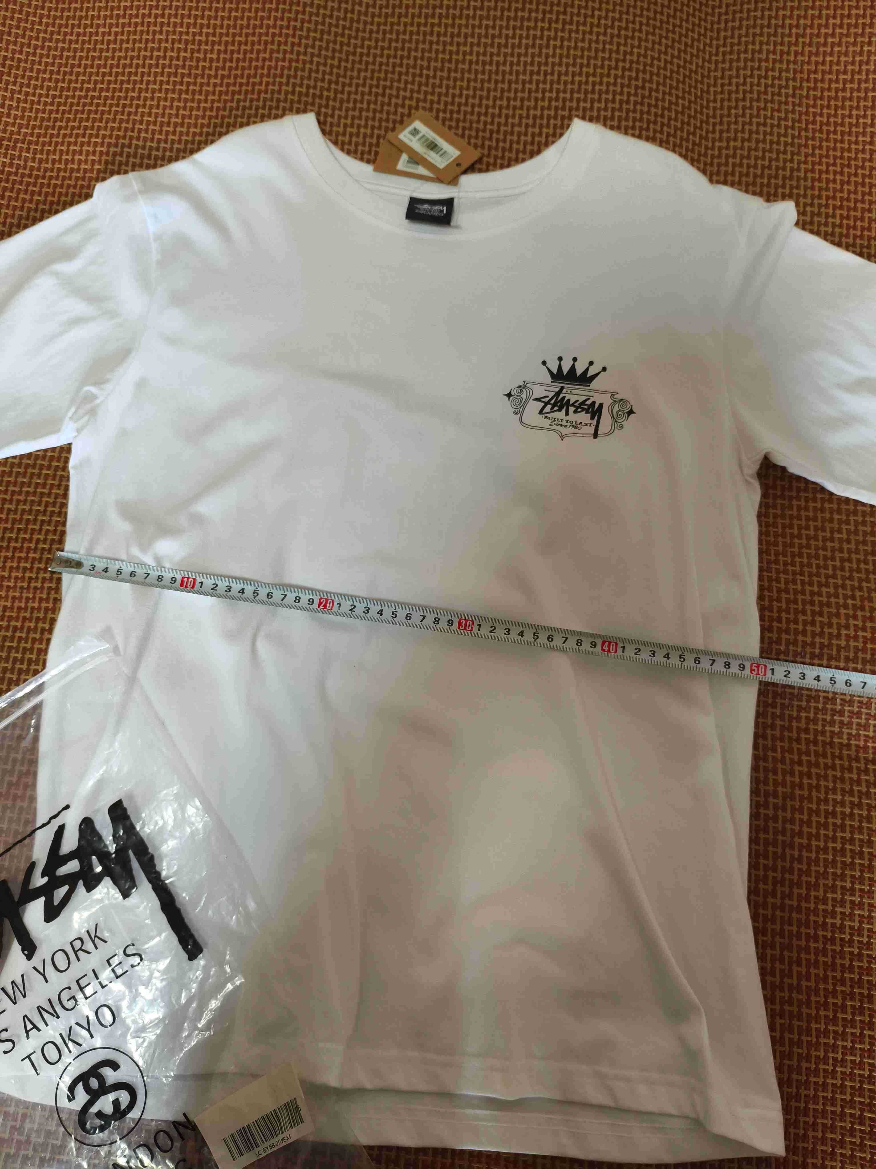 Stussy，Męska biała koszulka z nadrukiem letnim, rozmiar M