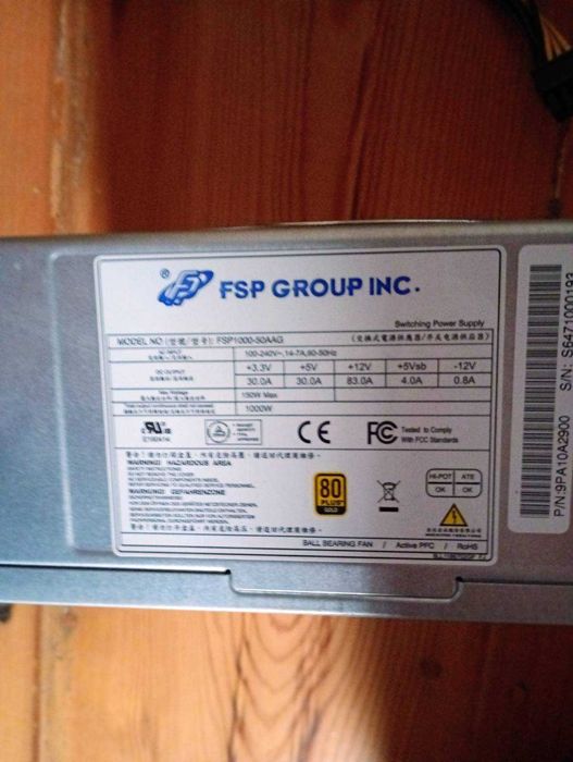 Fonte Alimentação FSP 1000W 80 Plus Gold - Completa com Todos os Cabos