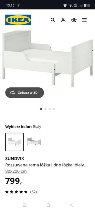 Łóżko dziecięce rozsuwane