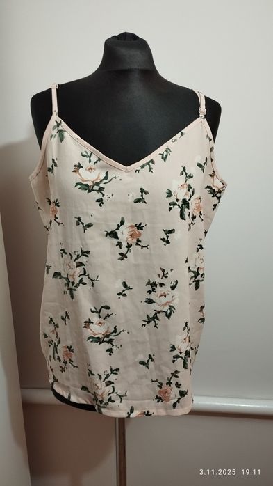 Bluzka bez rękawów na ramiączka w kwiaty regulowana