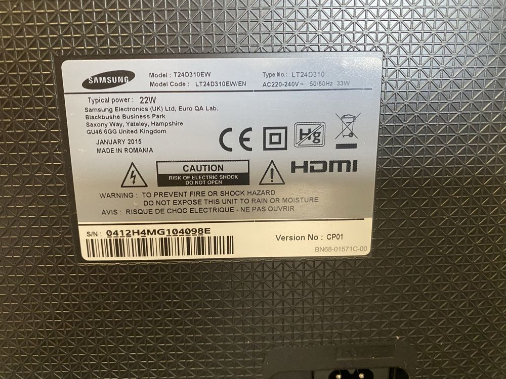 Monitor Samsung T24D310EW 59,9 cm (23.6") HD Preto 250 cd/m²
