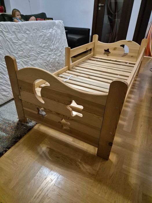 Łóżko drewniane 80/180 dziecięce, stelarz wzmocniony