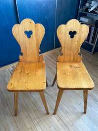 Krzesła góralskie drewniane z litego drewna 2 szt. jasne