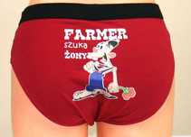 Slipy męskie majtki z zabawnym napisem - farmer szuka żony M