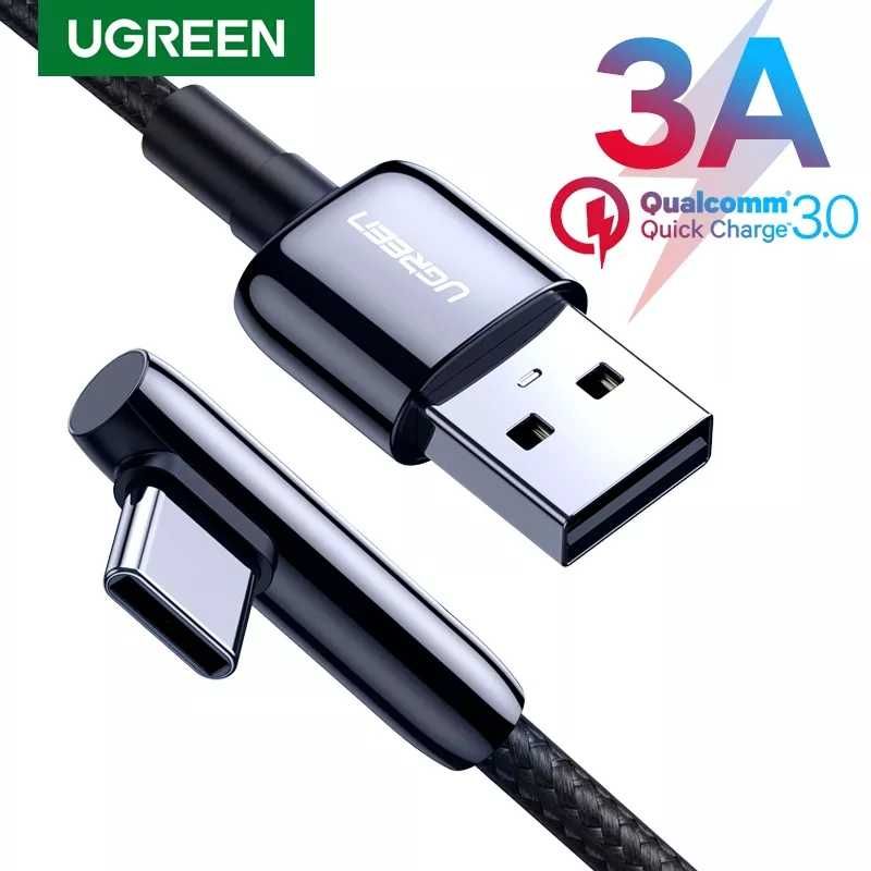 Кабель зарядный Type-C UGREEN Nylon 3А QC3.0 90° Degree угловой 2метра