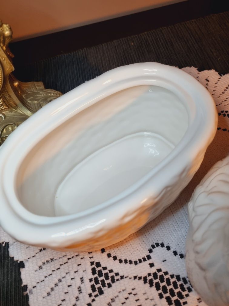 Porcelanowa kura bombonierka otwierana vintage