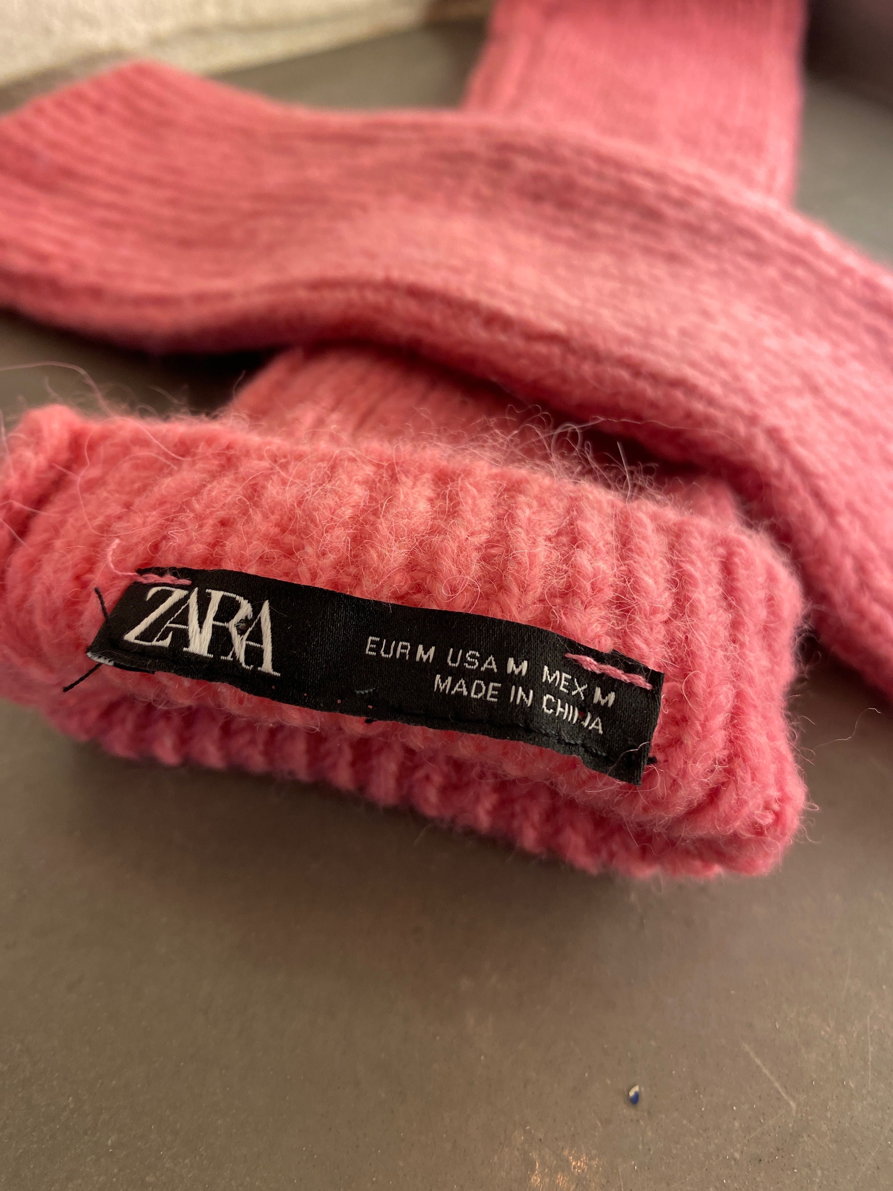 Różowe rękawiczki z otworem na kciuk Zara