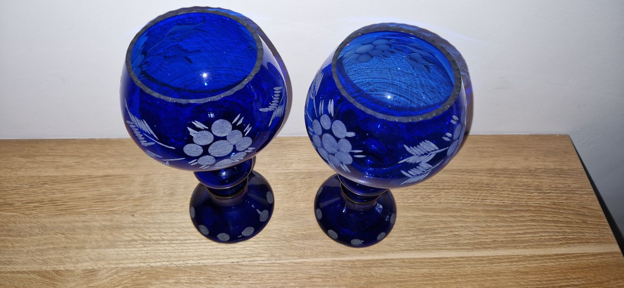 Wazony kielichy szkło kobaltowe duże, porcelana