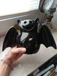 Jesienny lampion czarny nietoperz Halloween na tealight ceramiczny