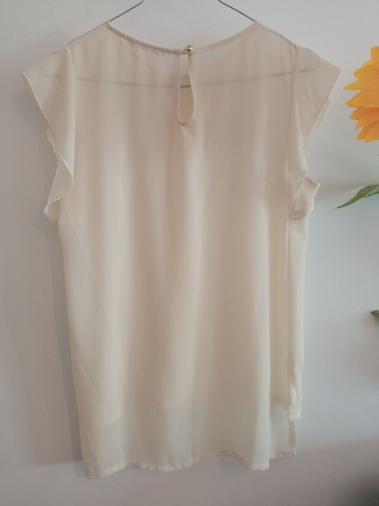 Blusa beige transparente Vera tamanho S