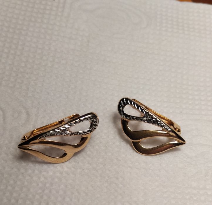 Золотые серьги проба 585 вес 1.58