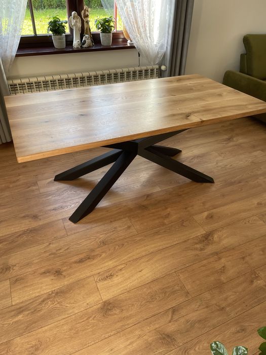 Stół dębowy loft Nowoczesny Dąb Lite Drewno Rustic Jadalnia Żywica