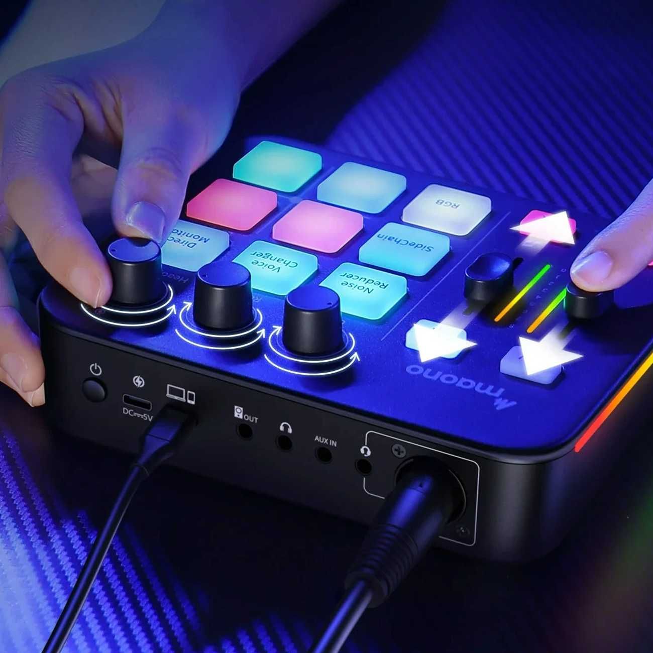 MAONO G1 NEO – аудиомикшер с микрофоном и RGB-подсветкой