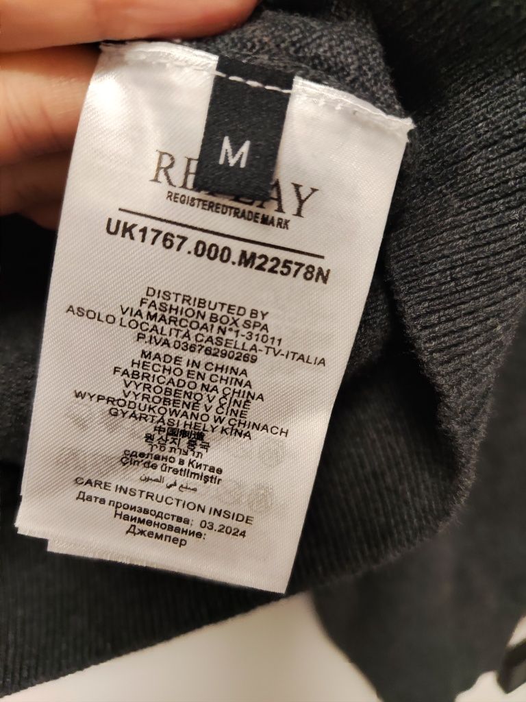 Męski szary sweter Replay M premium bawełniany