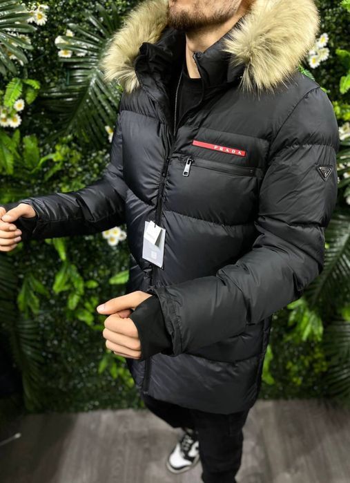 Куртка мужская STONE ISLAND хаки зимняя, пуховик, вызанные рукава