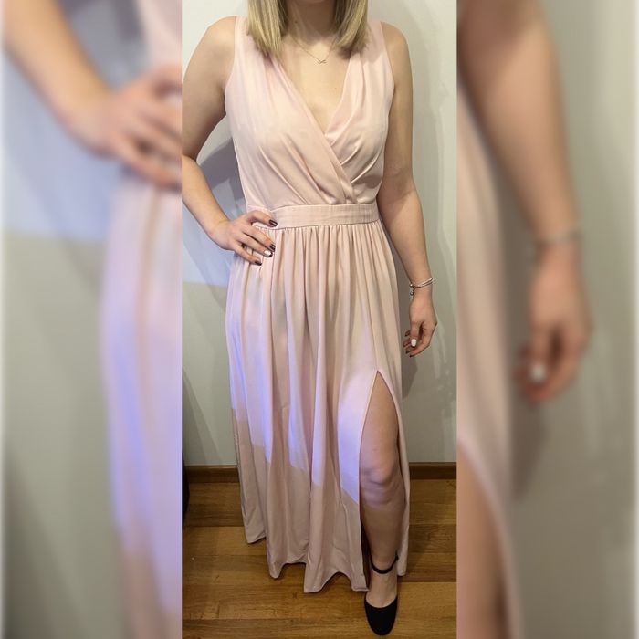 Sukienka maxi pudrowy róż