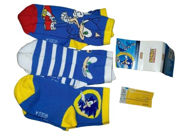3 pak skarpetki Sonic chłopięce r 22/24 piękne niebieskie
