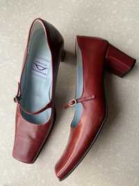Туфли  красные с ремешком кожаные итальянские Florentine