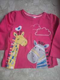 Koszulka T-shirt z długim rękawem dla dziewczynki zebra żyrafa r. 74